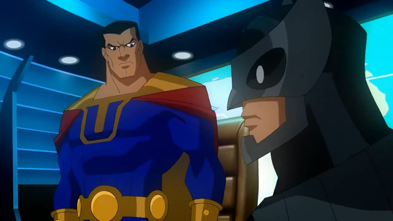 Ultraman glaring at Owlman in Justice League Crisis on Two Earths.