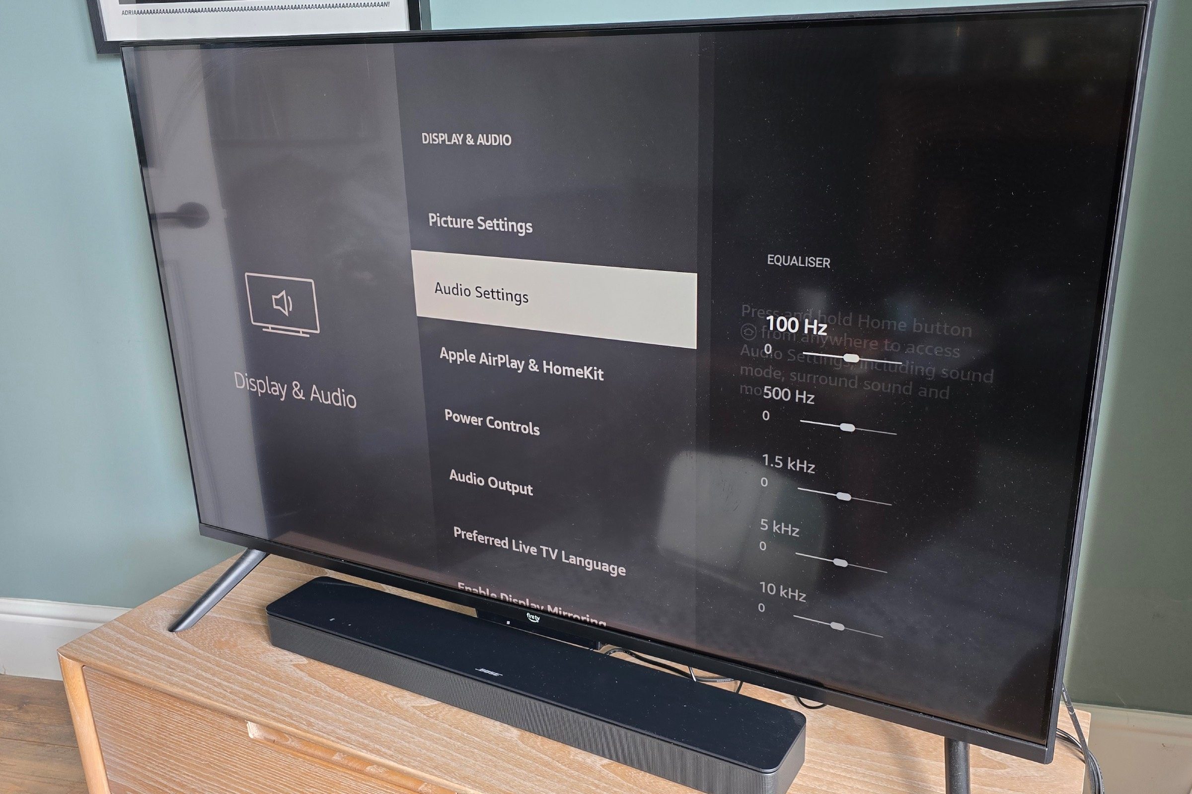 Amazon Fire TV screen showing graphic equalizer