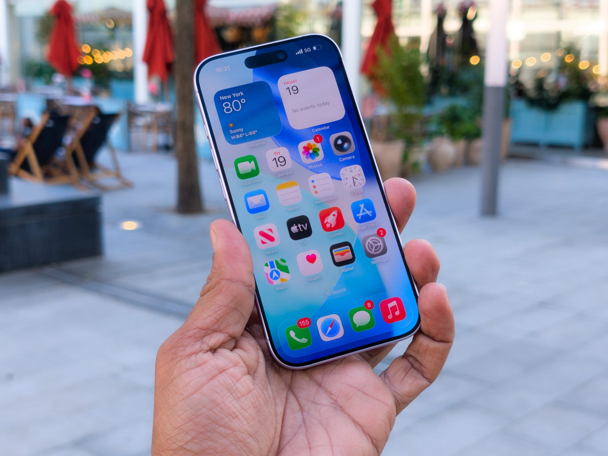 Screen on the Apple iPhone 17 in lavender purple