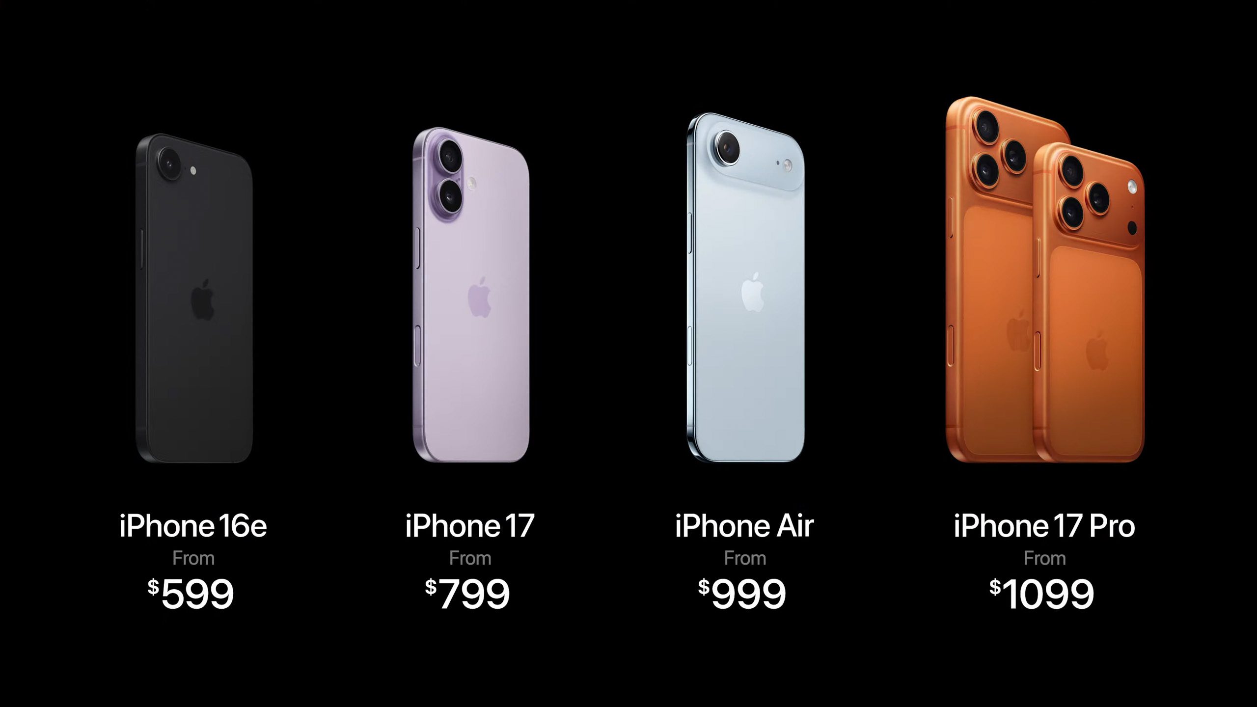iPhone 17 iPhone Air iPhone 17 Pro iPhone 17 Pro Max pricing