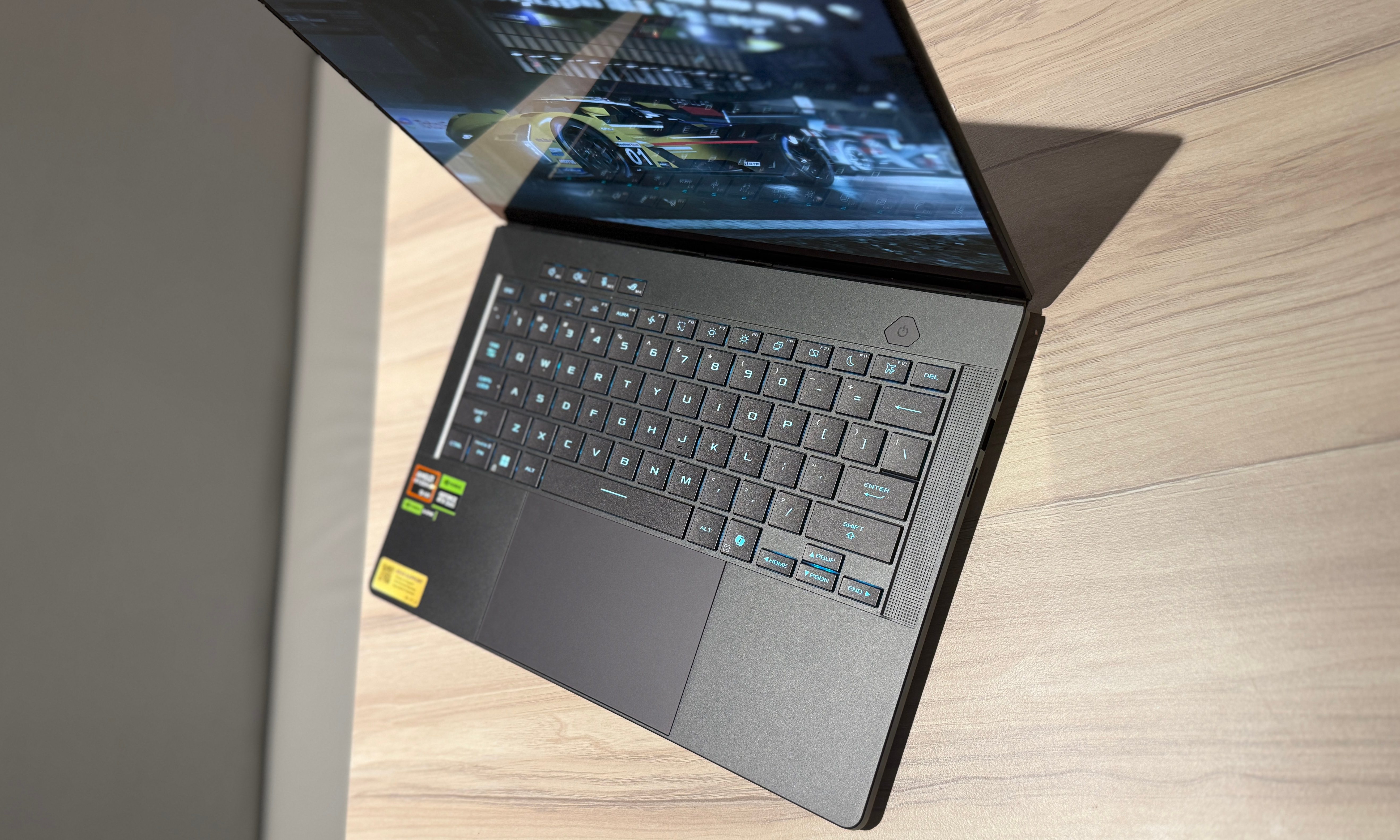 Asus ROG Zephyrus G14 observed on a table.