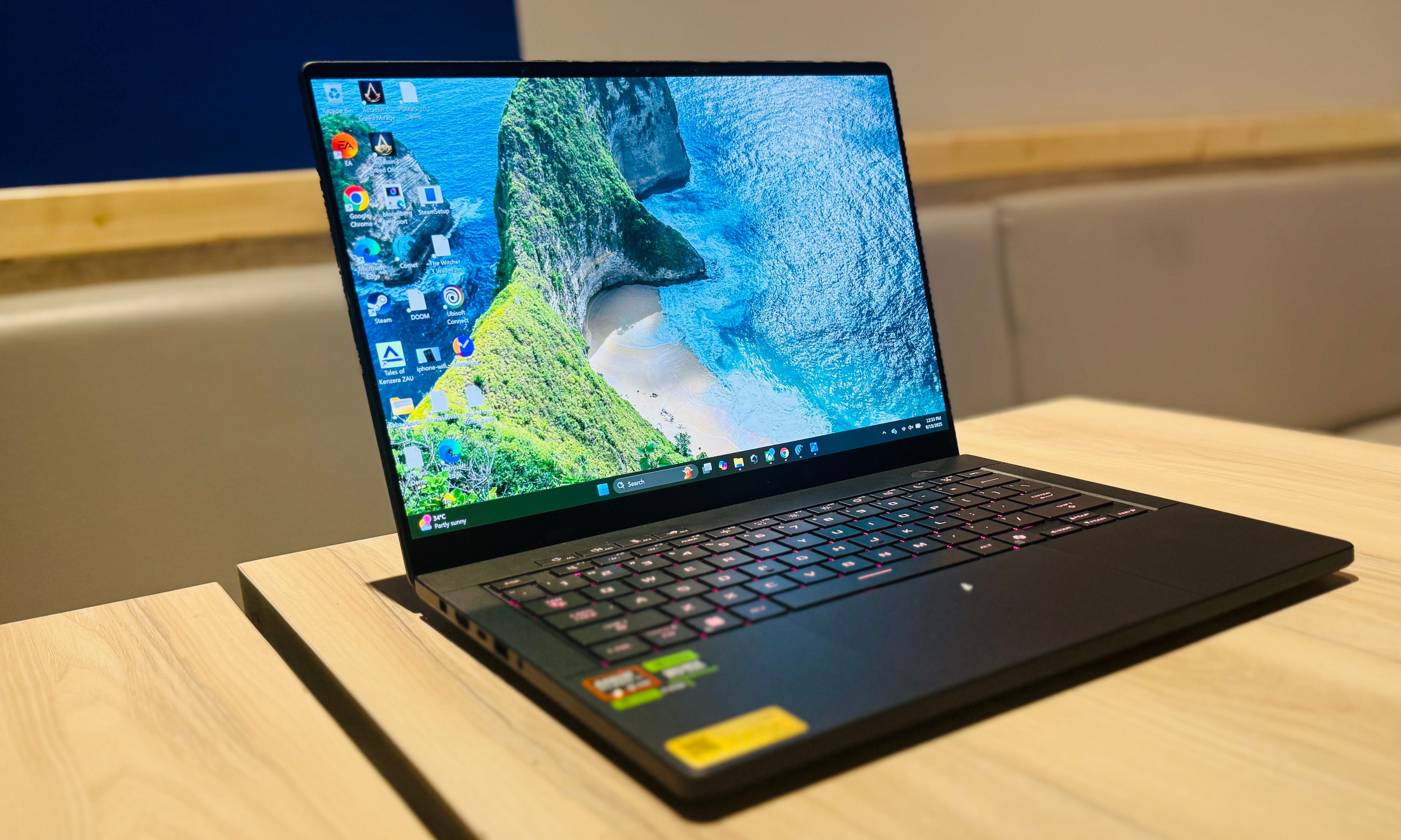 Asus ROG Zephyrus G14 sitting on the table.