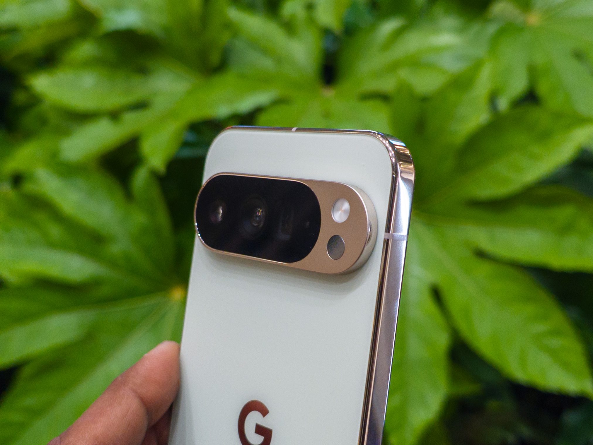 Close up of the camera on the Google Pixel 10 Pro XL in Jade