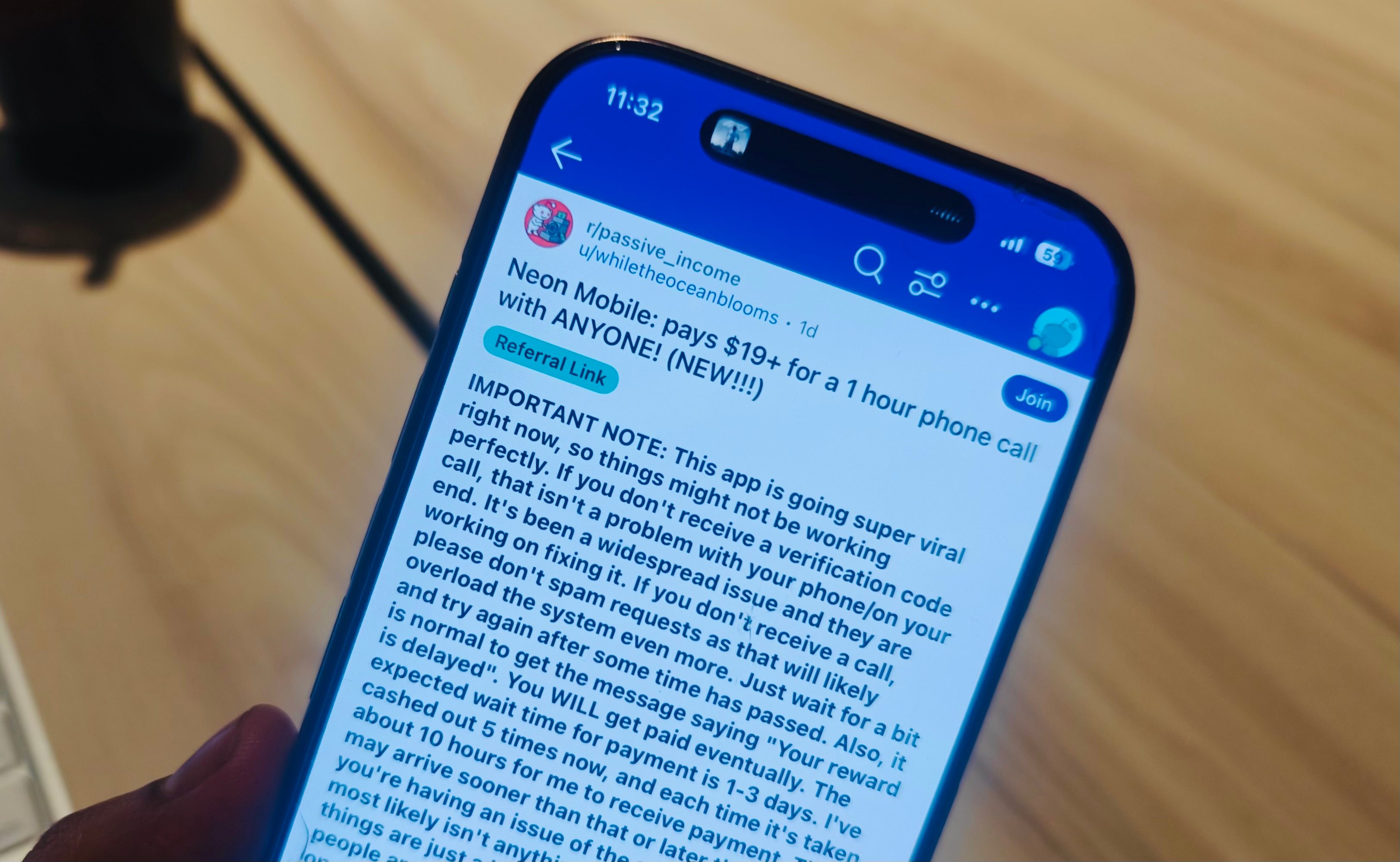 Neon mobile app discussion on Reddit.