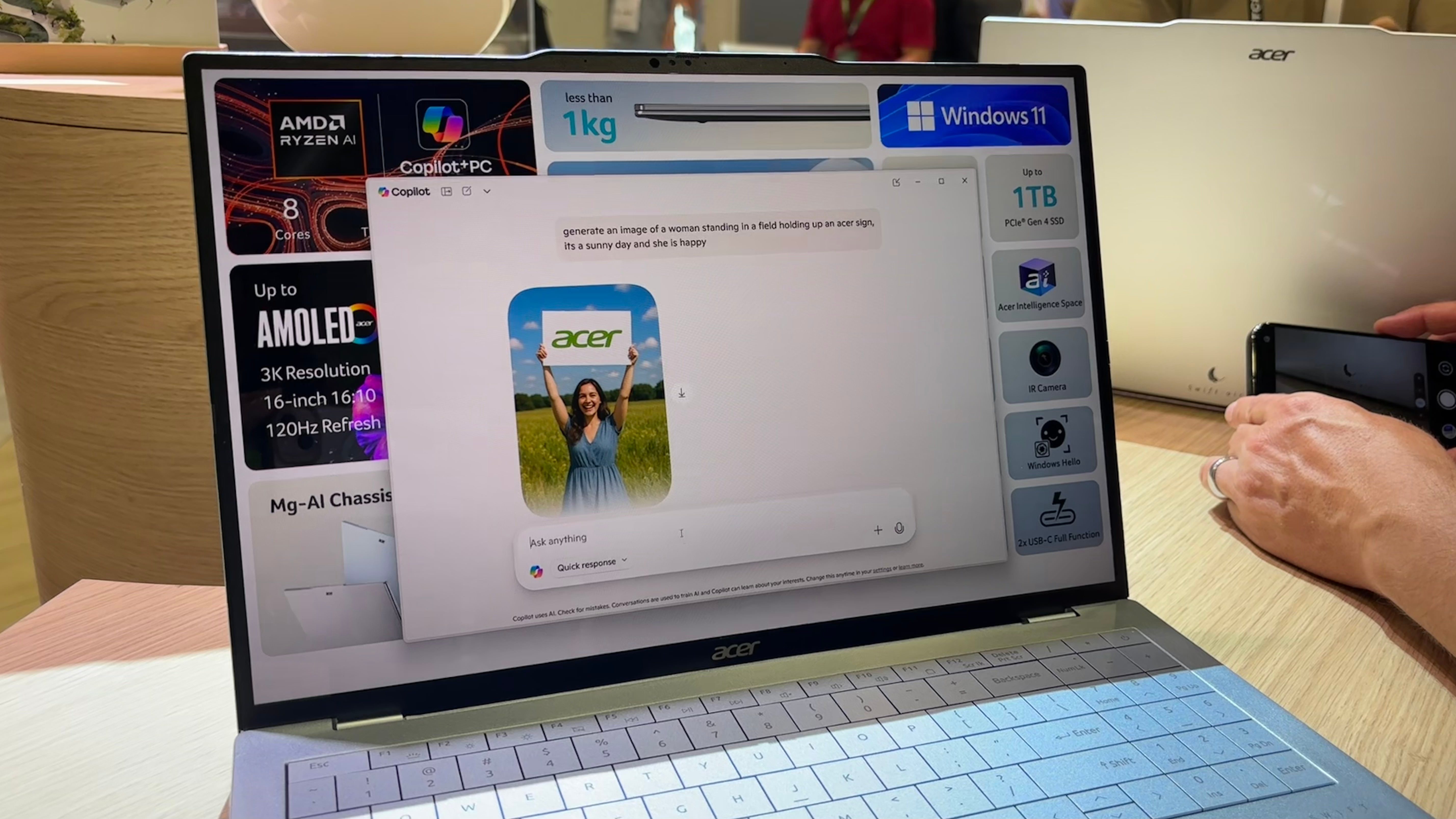 Acer Swift Air 16 generating an AI image at IFA 2025.