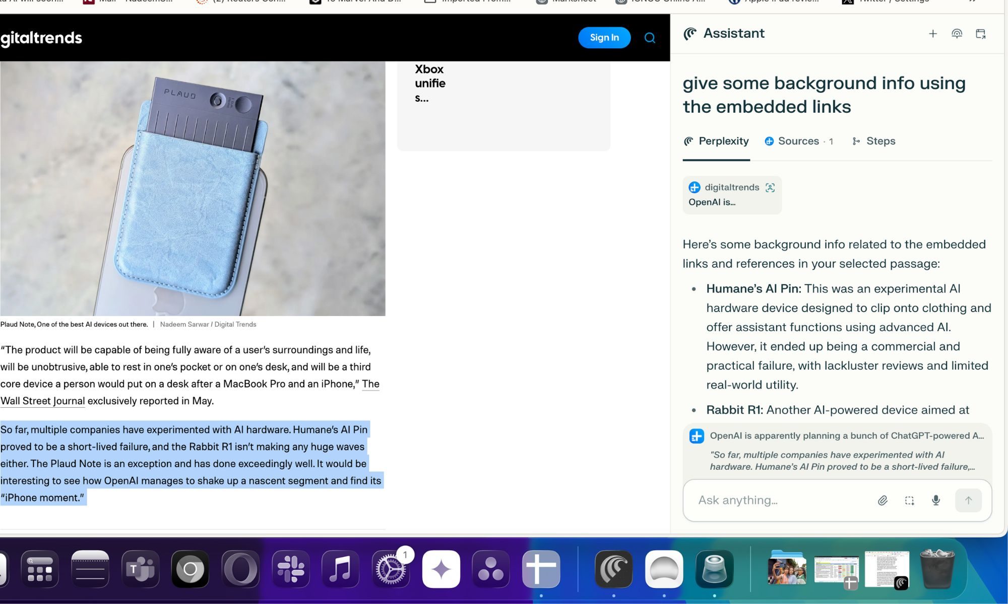 Running Perplexity&rsquo;s Comet browser (powered by AI) on a MacBook Air