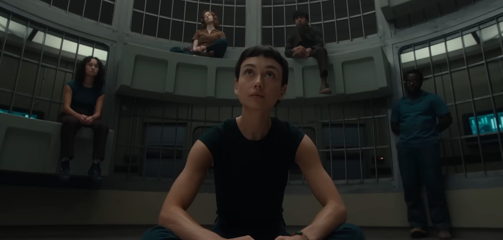 Wendy, Curly, Nibs, Slightly, and Smee in a prison cell in Alien Earth.