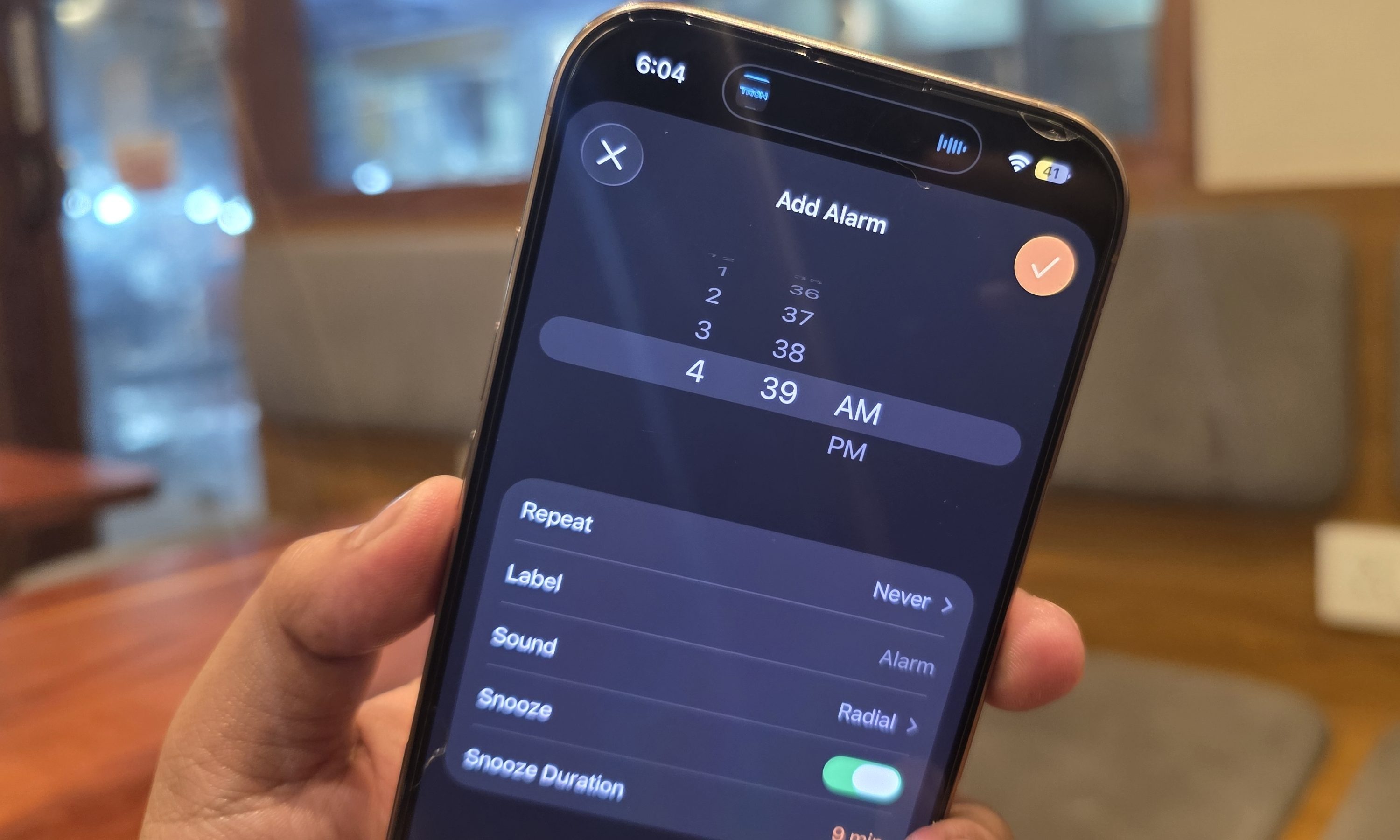 Picking time for the iPhone alarm.