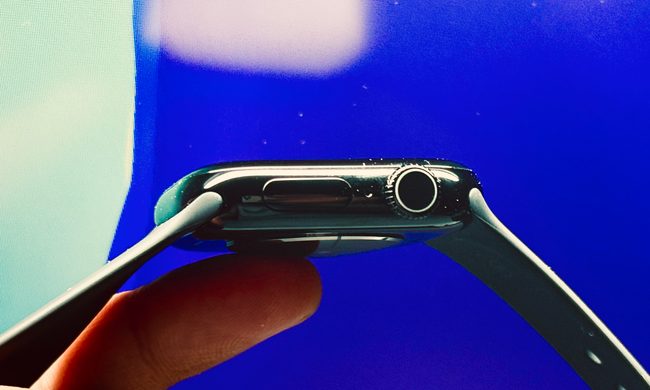 Side buttons on Apple Watch Series 11.
