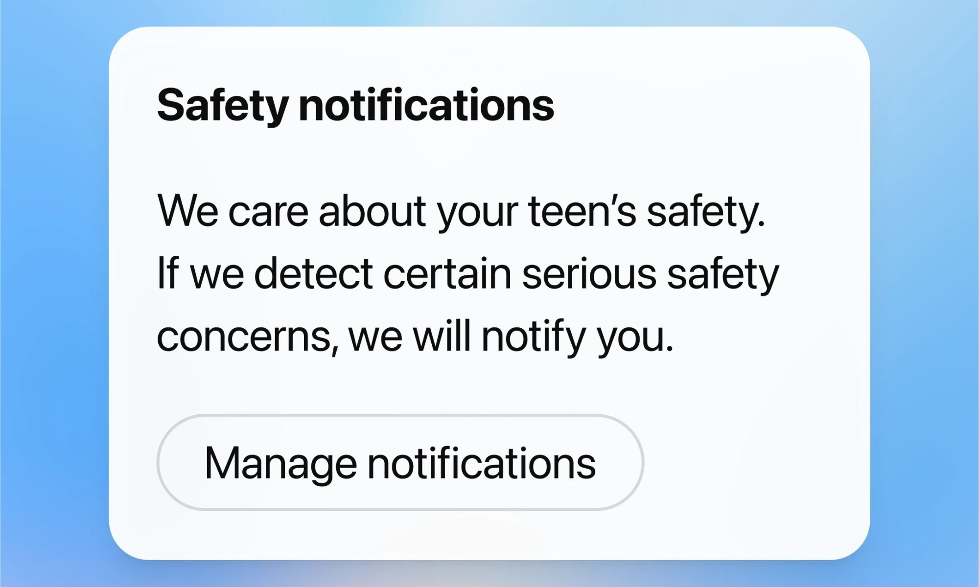 Safety notification for ChatGPT.