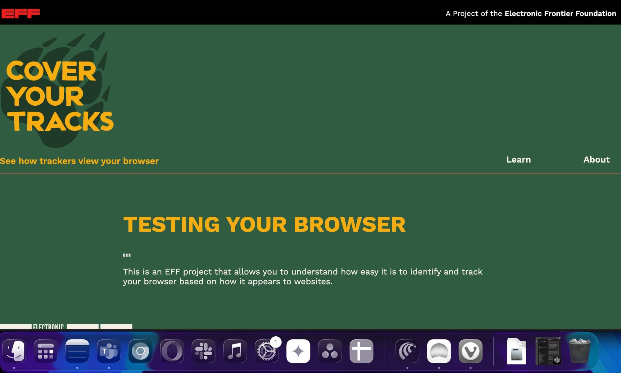 EFF Cover your tracks tool on the internet.