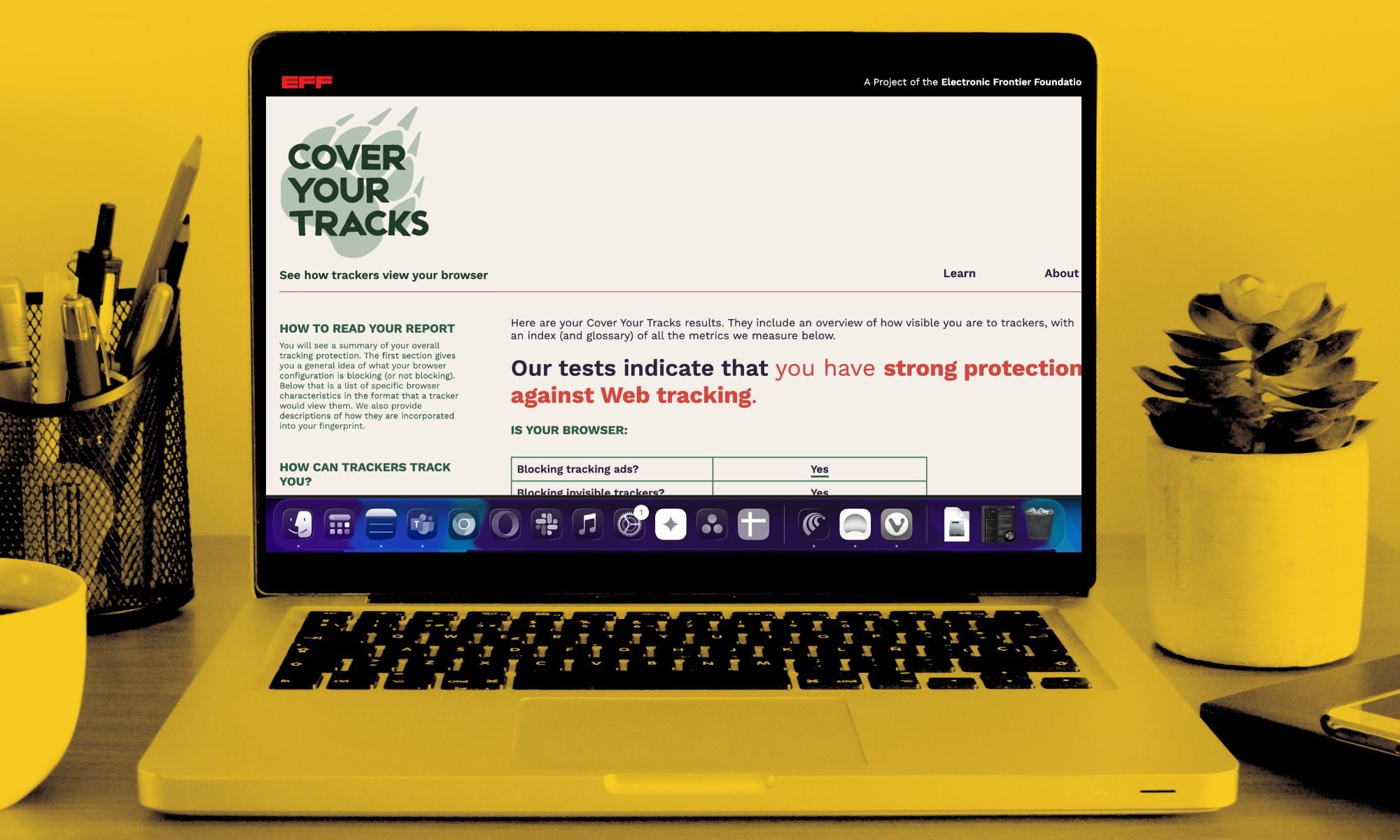 Home page of EFF Cover Your Tracks tool.