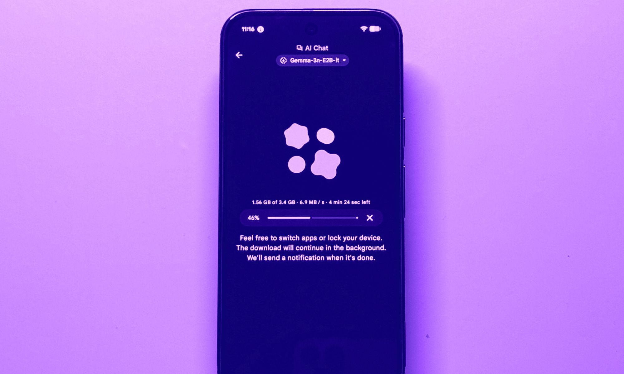 My Pixel 10 Pro is running the Google AI Edge Gallery app.