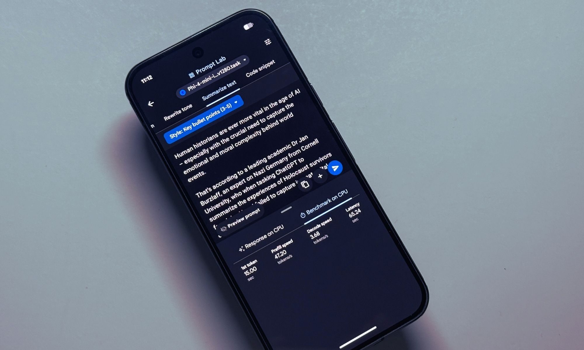 Giving the Google AI Edge Gallery app a spin on the Pixel 10 Pro.