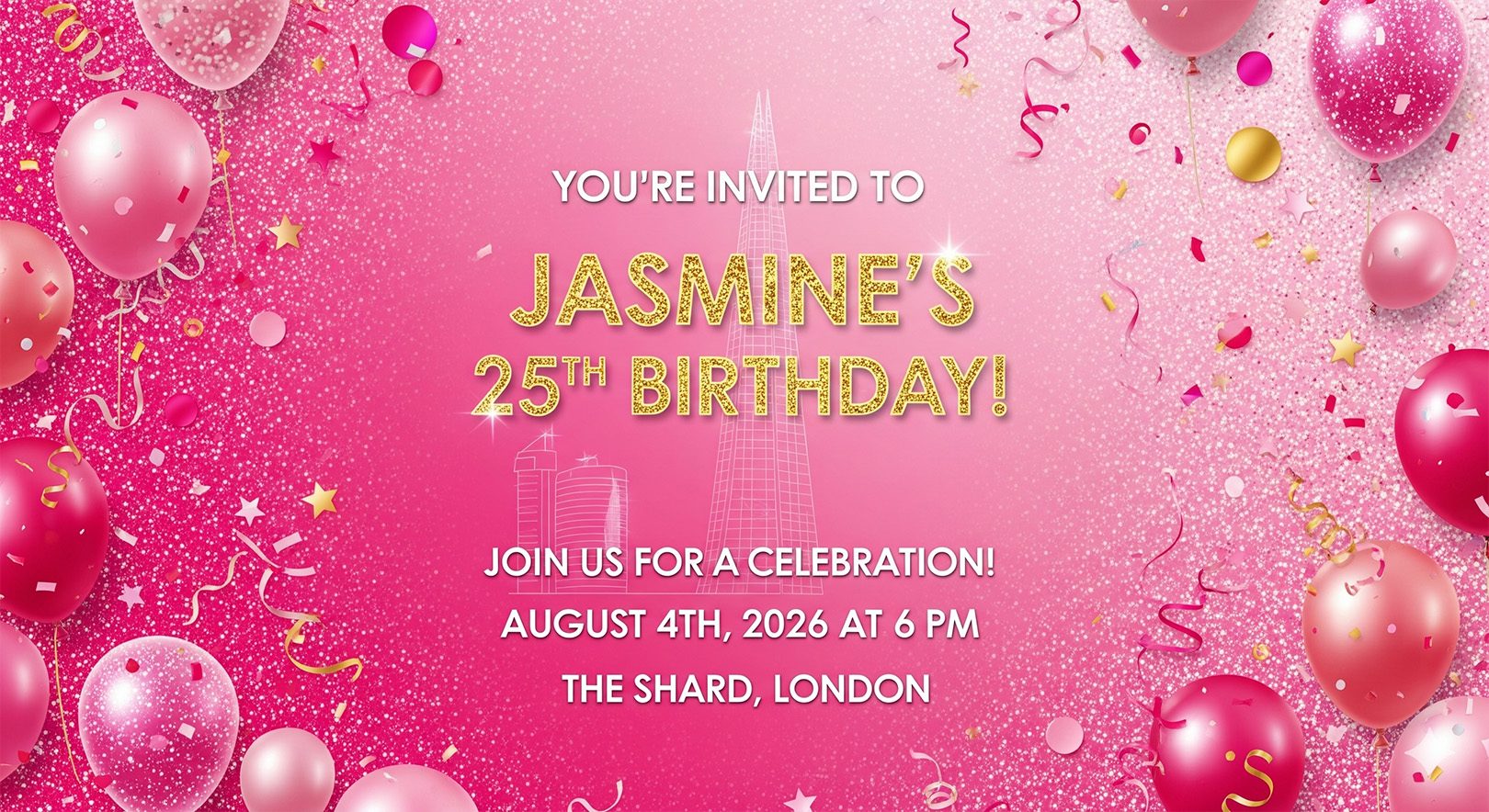 Birthday party invite generated by gemini.