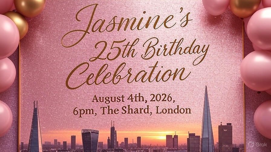 Birthday party invite generated by Grok