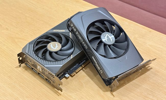 The Zotac Gaming RTX 5060 Twin Edge GPU with the Zotac Gaming RTX 4060 Solo