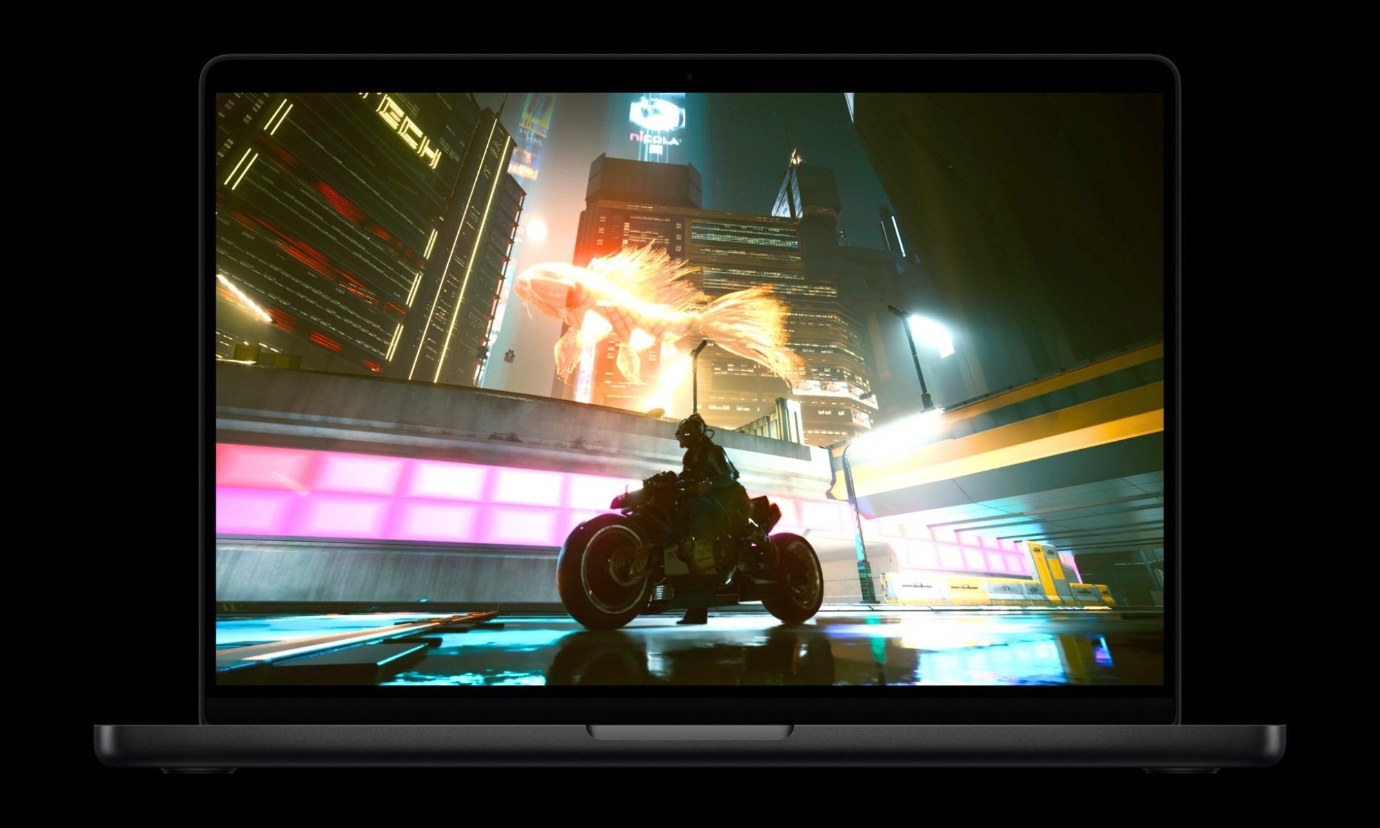 Picture of a video game on the M5 MacBook Pro's screen.
