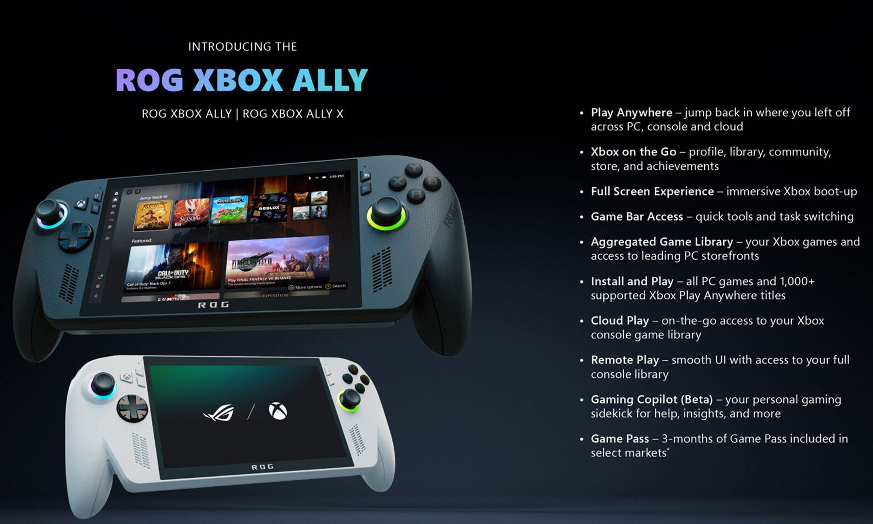 ASUS ROG Xbox Ally X Feature Sheet