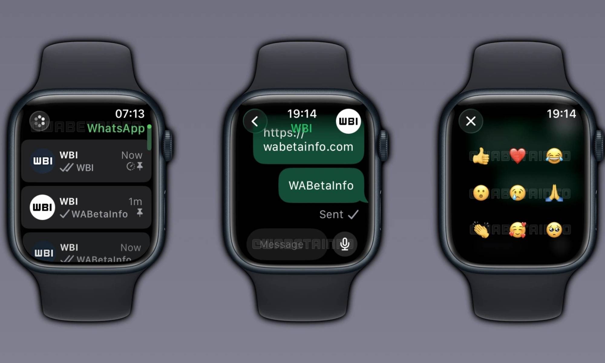 Image showing the WhatsApp app on an Apple Watch.