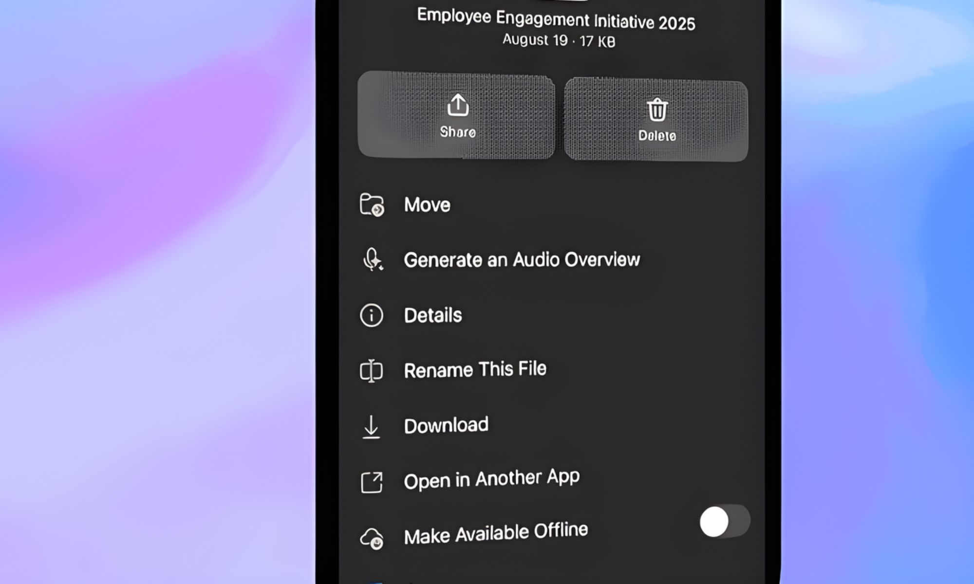 Audio overviews in Microsoft OneDrive.