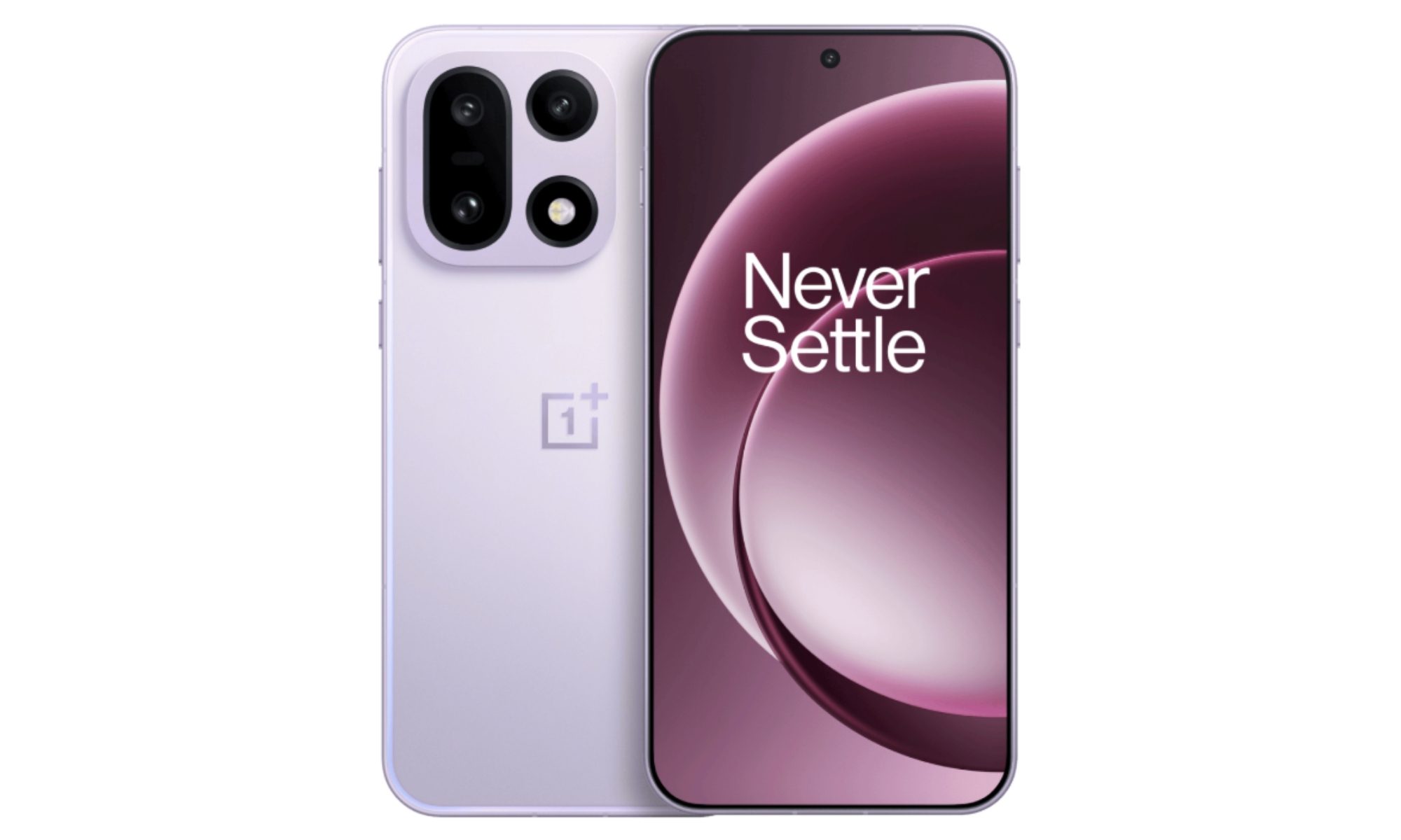 OnePlus 15 in its Mist Purple colorway.