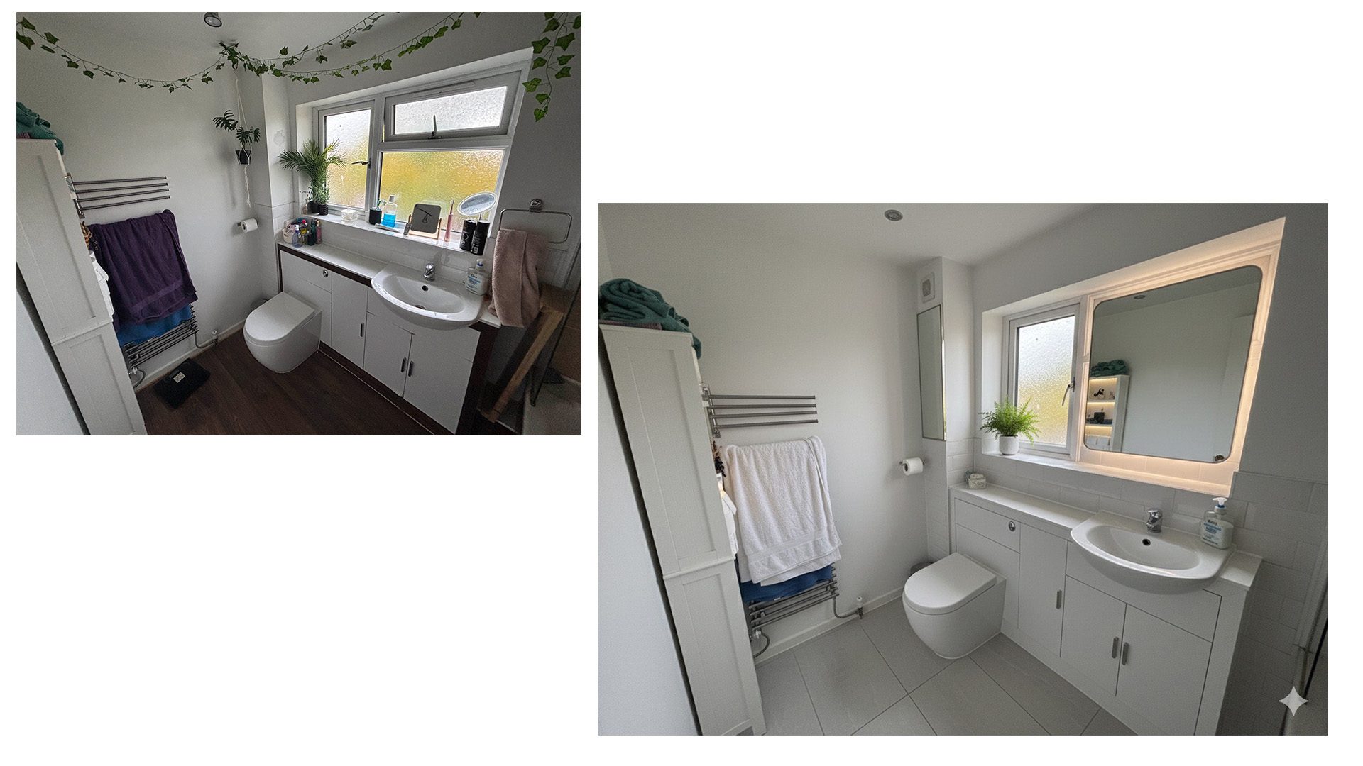 Bathroom before and after pictures side by side
