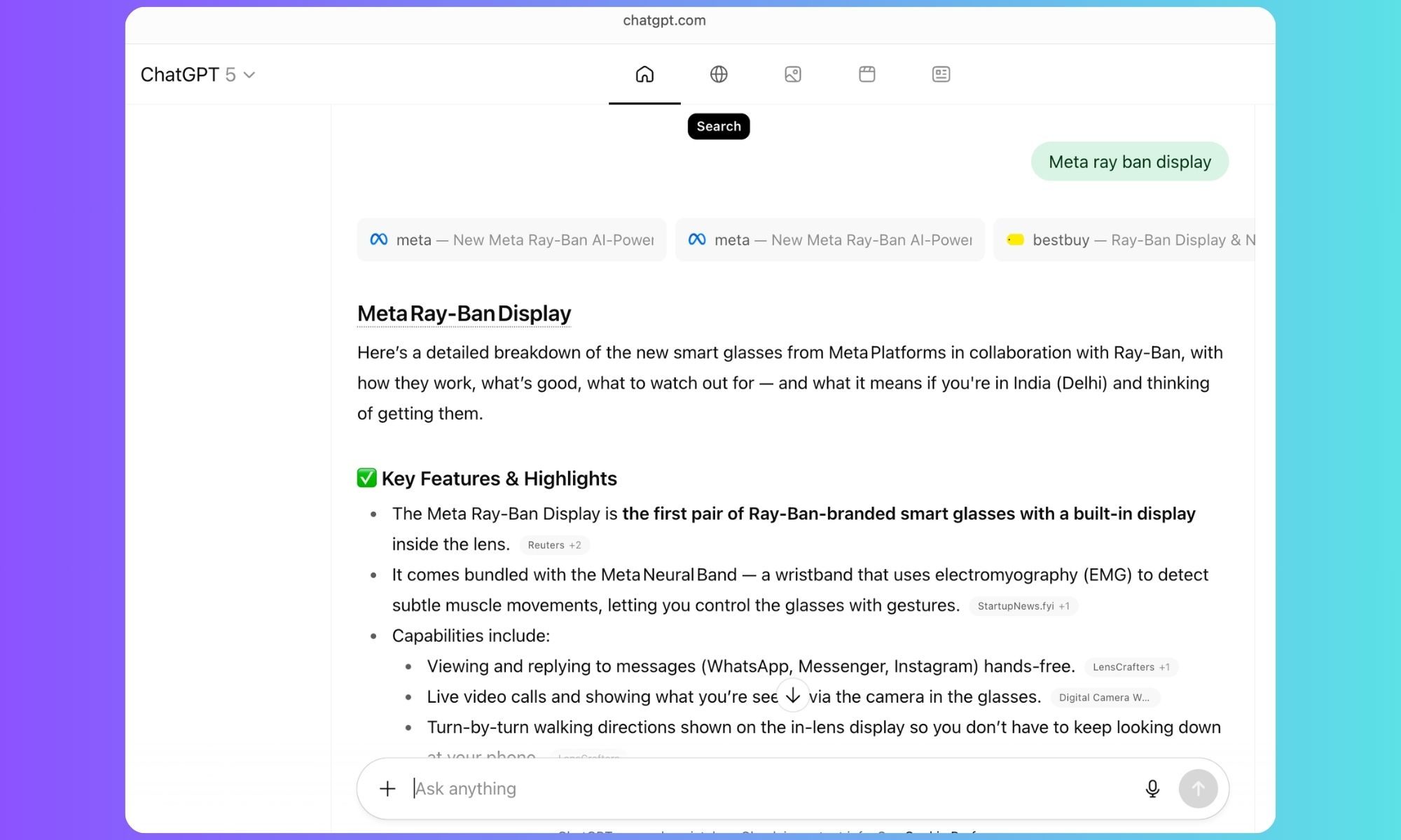 Home page of ChatGPT Atlas browser.