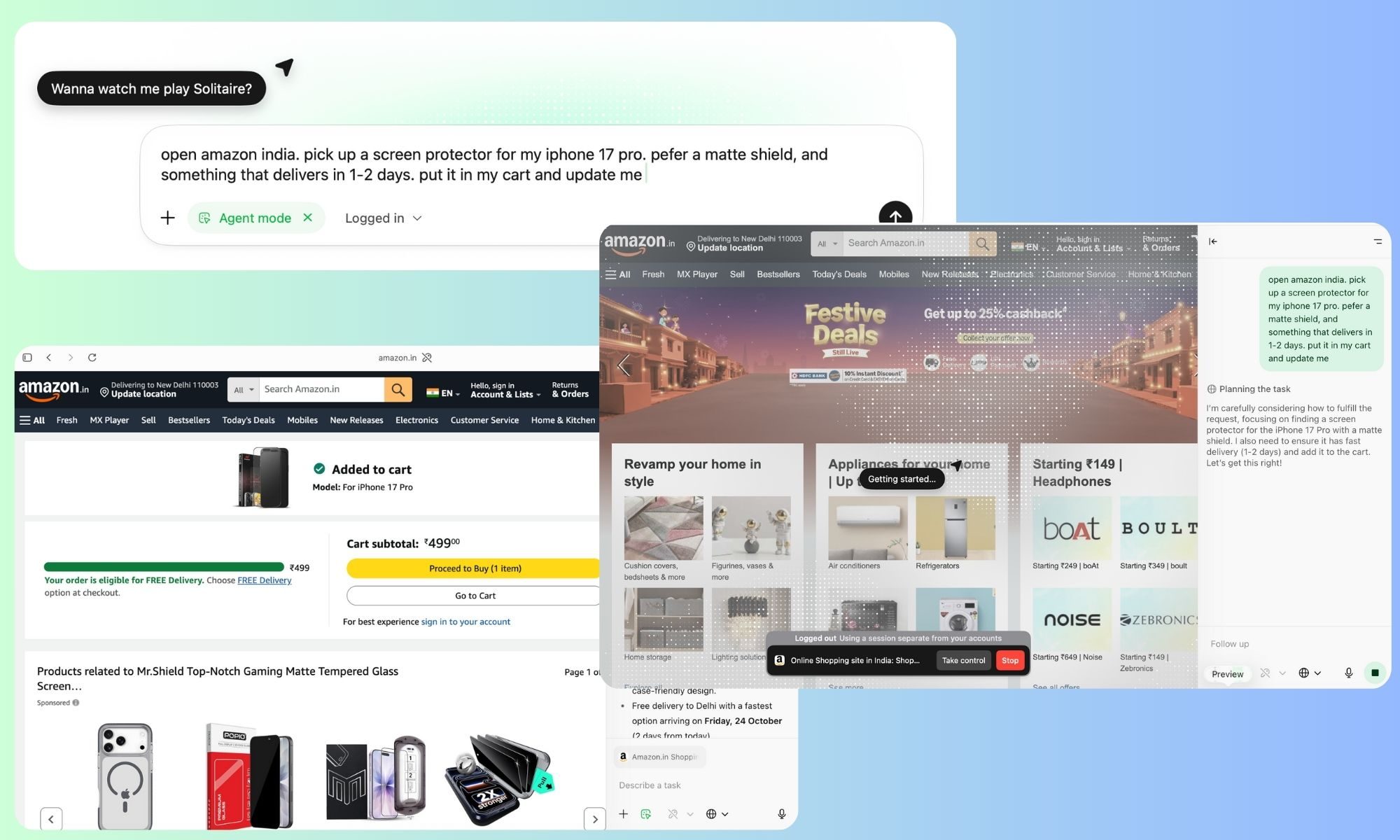 Amazon shopping with ChatGPT Atlas browser