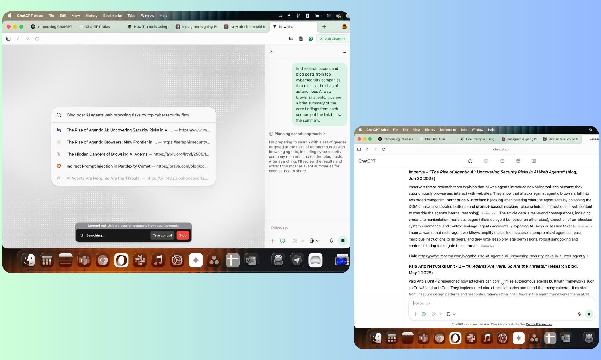 Working with Agent mode in ChatGPT Atlas browser