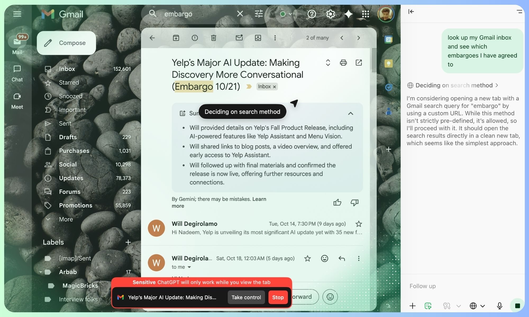 Agent mode in ChatGPT Atlas browser