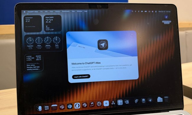 ChatGPT Atlas browser on a MacBook.