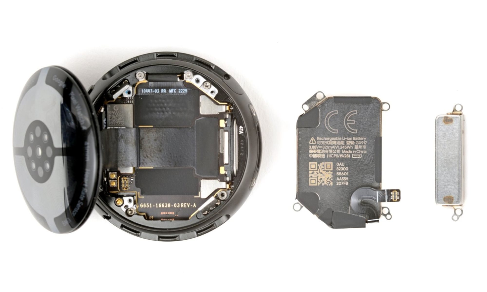 Internal parts of Google Pixel Watch 4.
