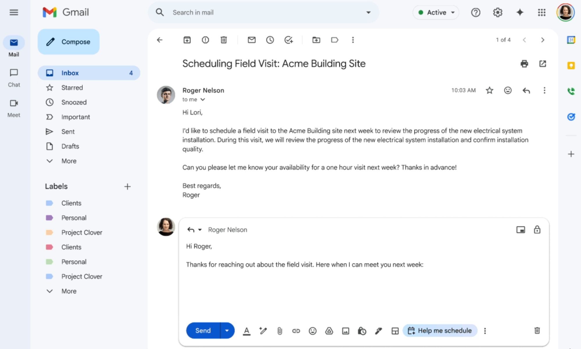 Help me schedule in Gmail.