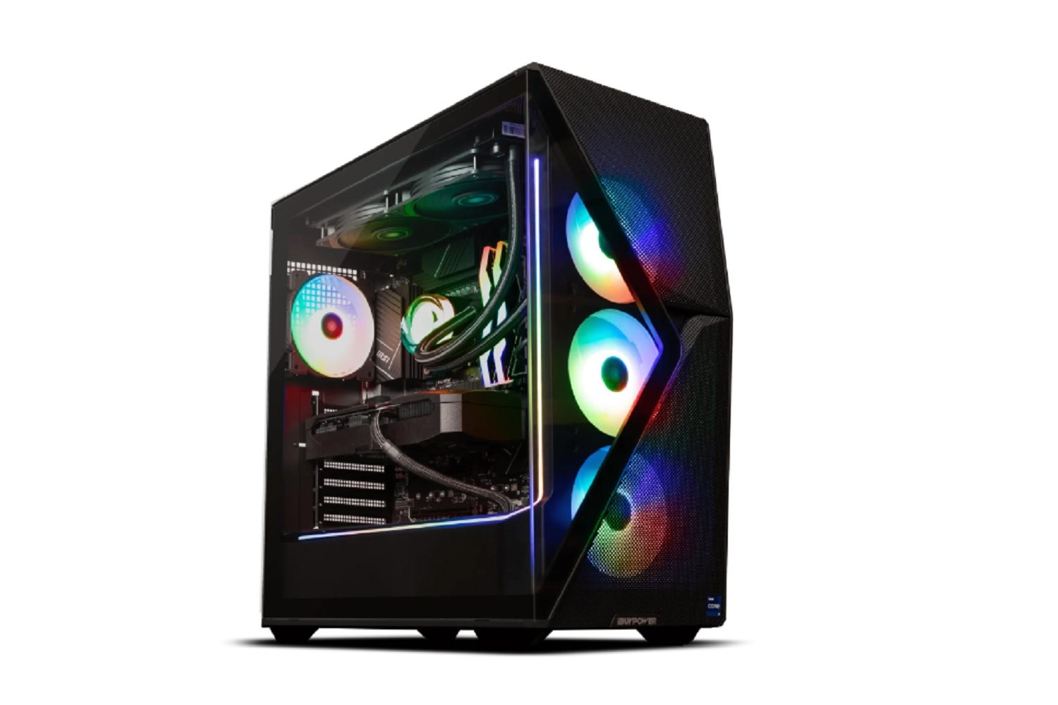 The iBuyPower RDY Slate 8MP B04 gaming PC on a white background.