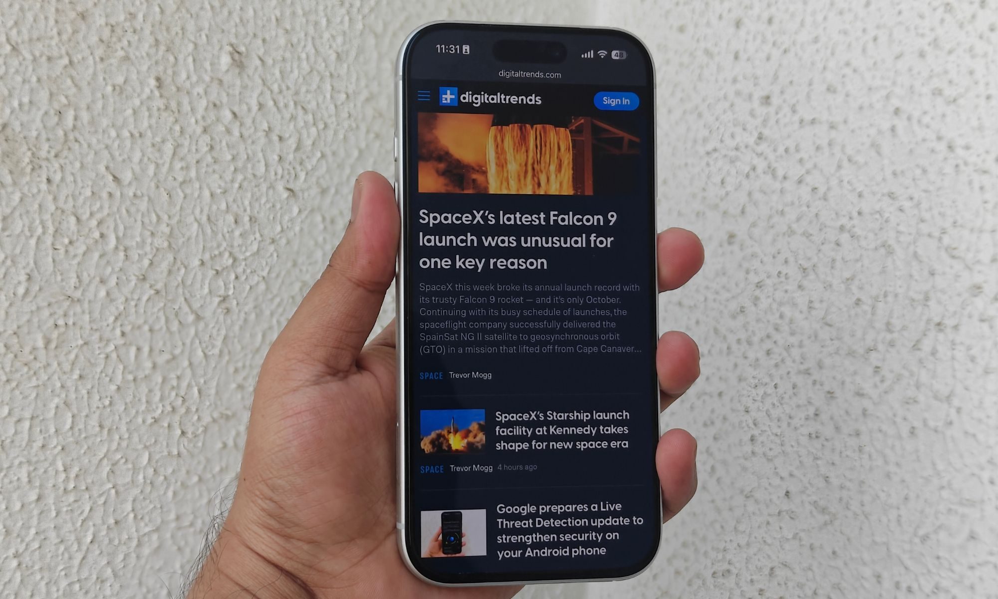 Web surfing on iPhone 17 Pro.