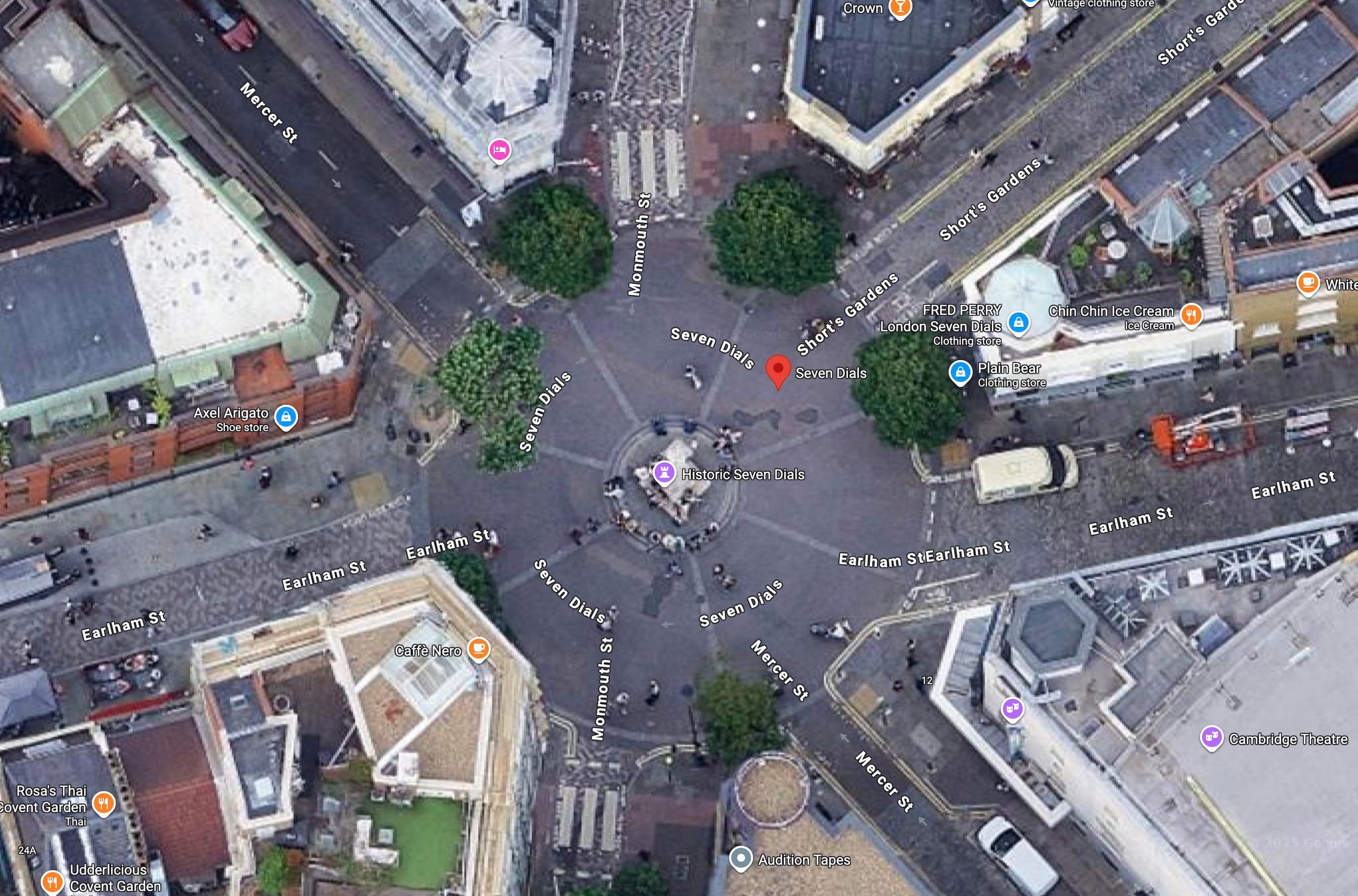 Seven Dials in London, U.K.