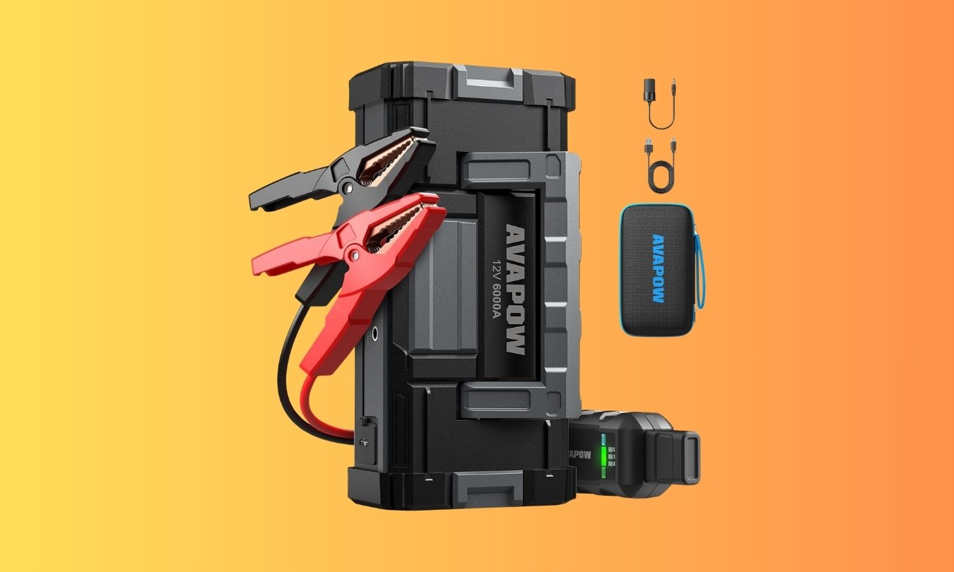 AVAPOW 6000A Car Battery Jump Starter – 32000mAh – With Dual USB Fast Charging & DC Output