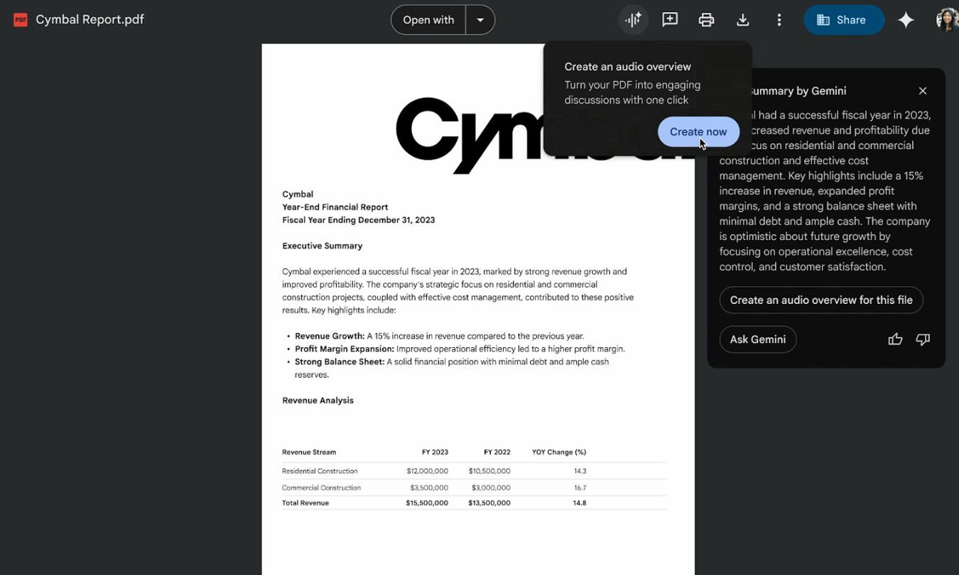 AI summaries for PDFs in Google Drive