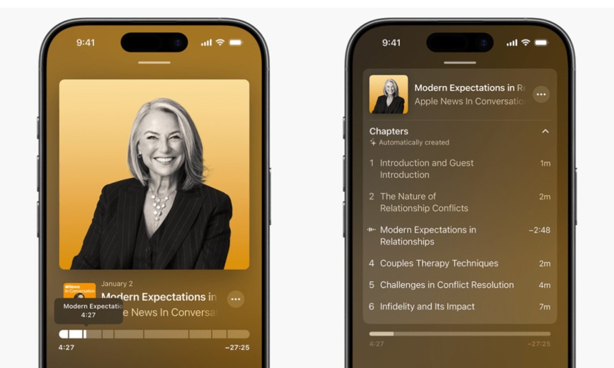 Apple Podcasts auto generated chapters.