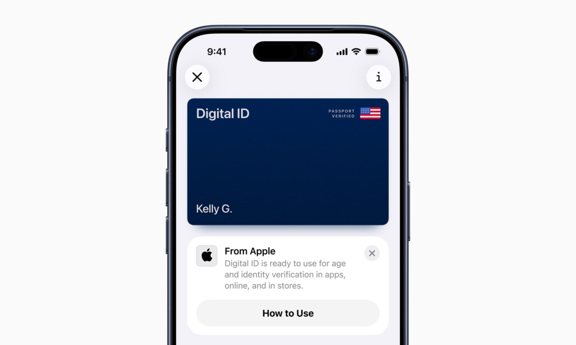 Screenshot of the Digital ID on Apple Wallet.