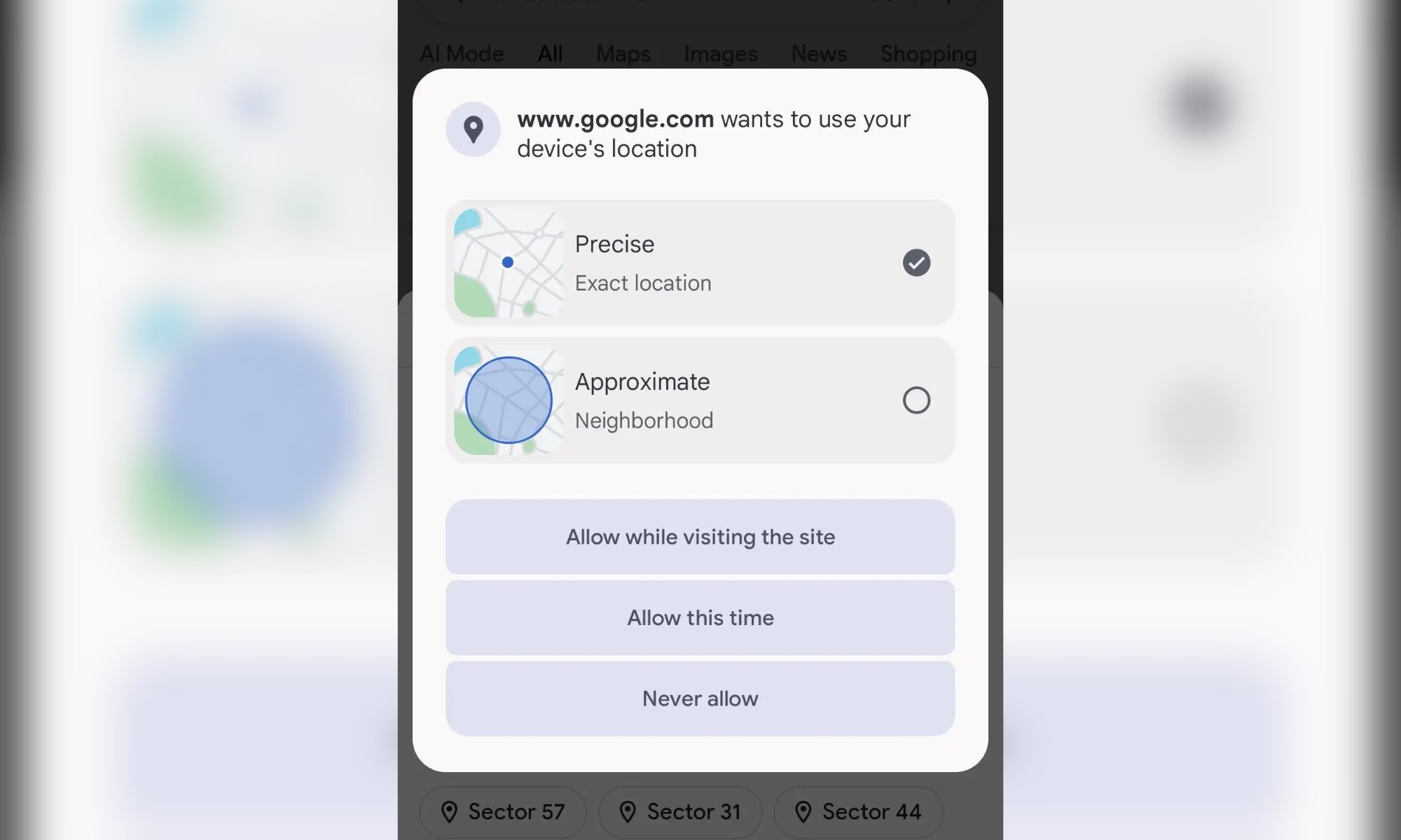 Chrome's new approximate location feature