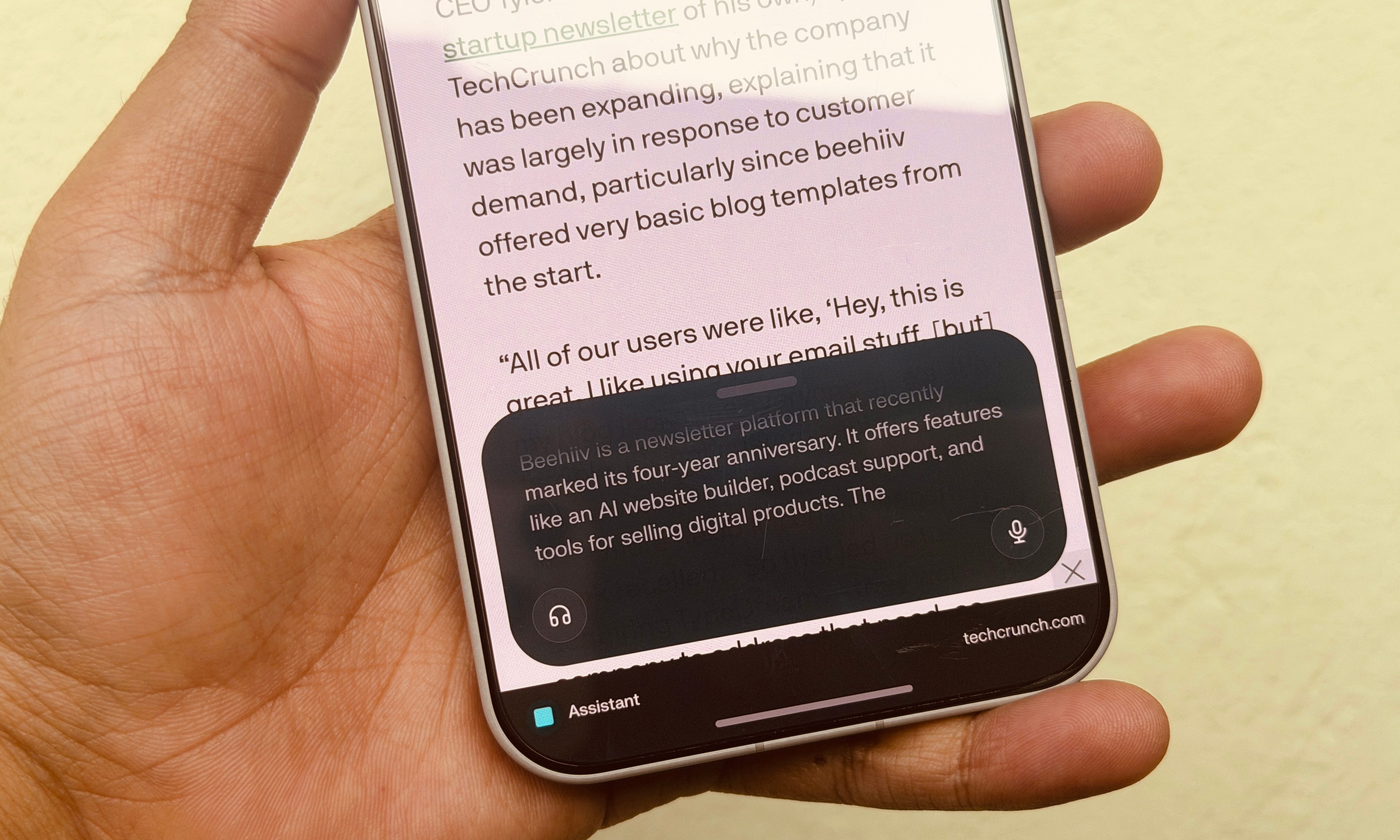 Background research with Perplexity Comet browser on an Android phone.