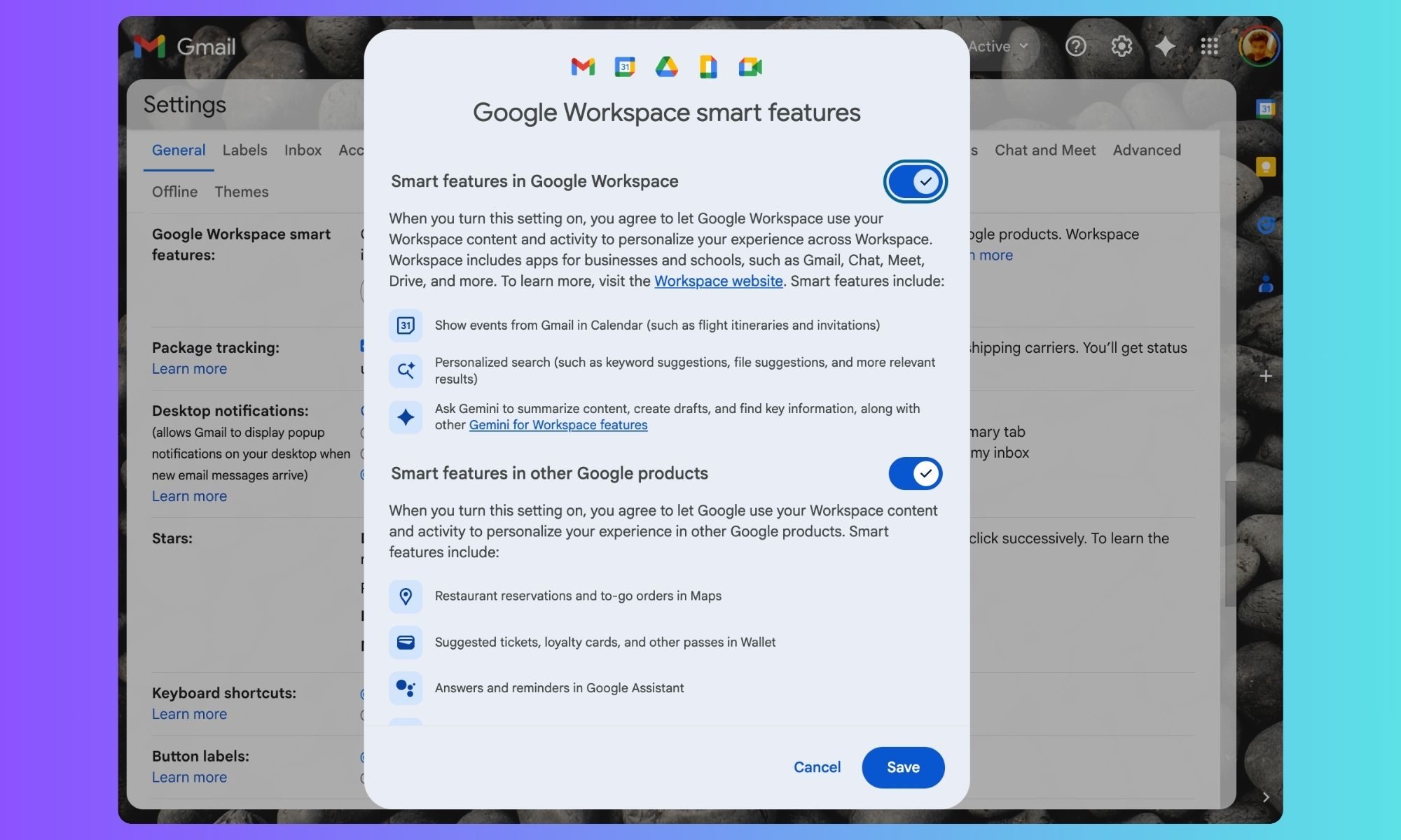 Gemini linked with workspace.