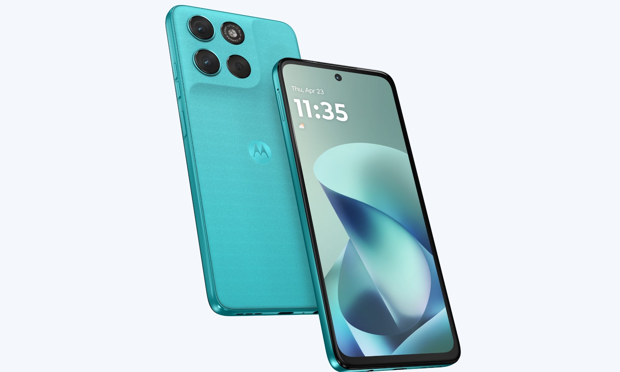 Moto G57 Power front and back profile.