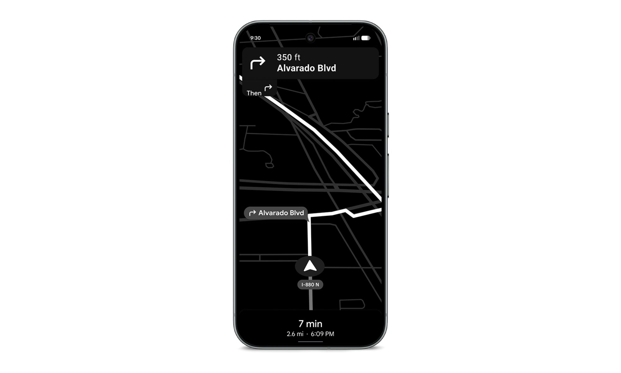 November 2025 Pixel Drop power saving mode in Google Maps illustration.