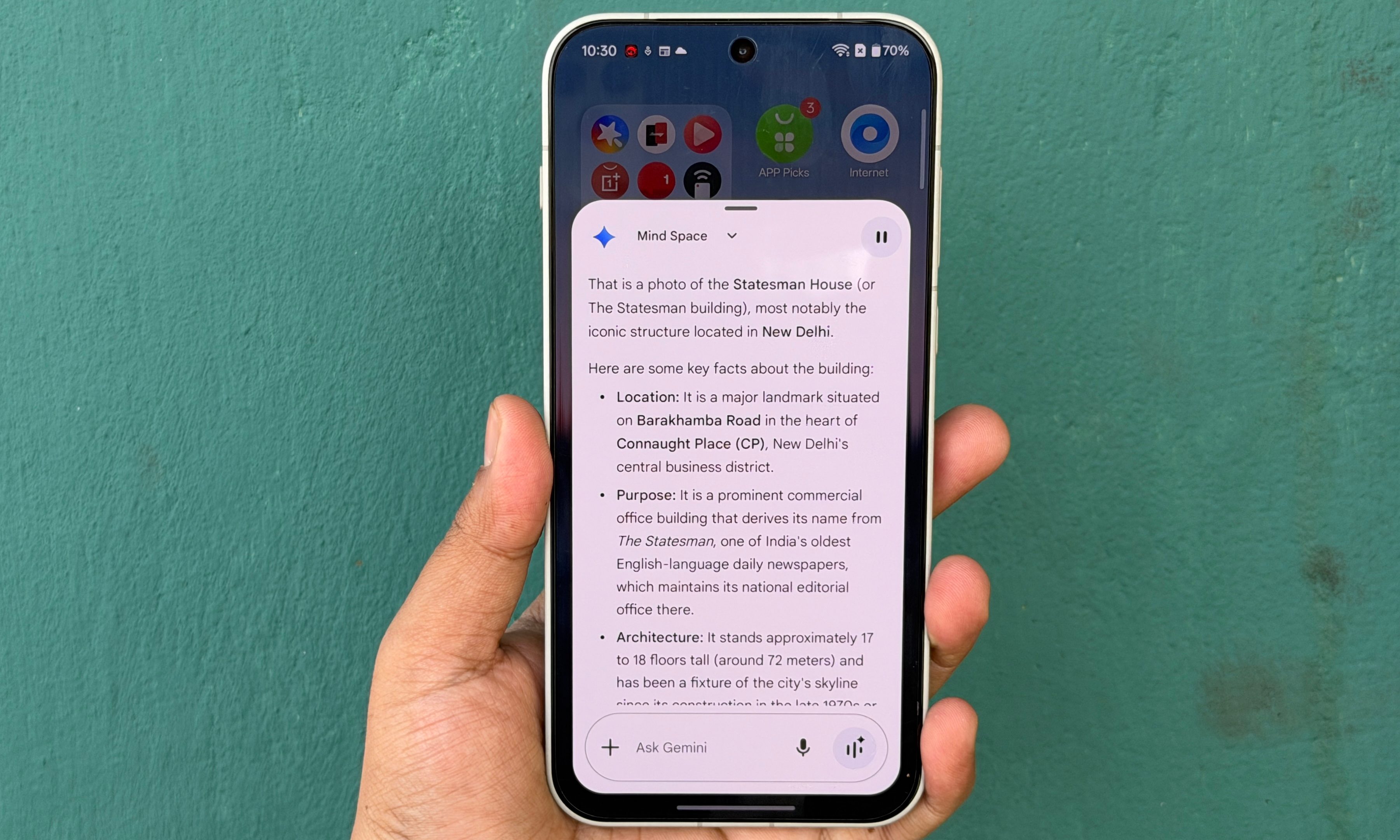 Gemini linked to Mind Space on OnePlus 15