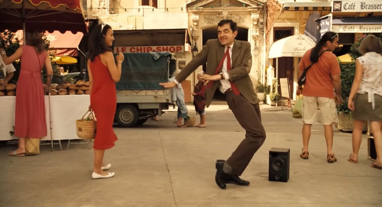 Rowan Atkinson dancing in Mr. Bean's Holiday.
