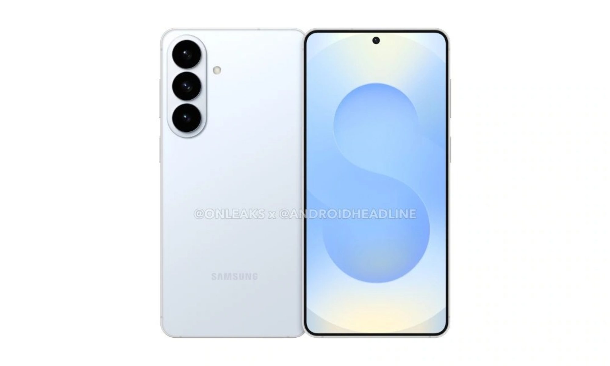 Samsung Galaxy S26 Plus leaked render on white background.