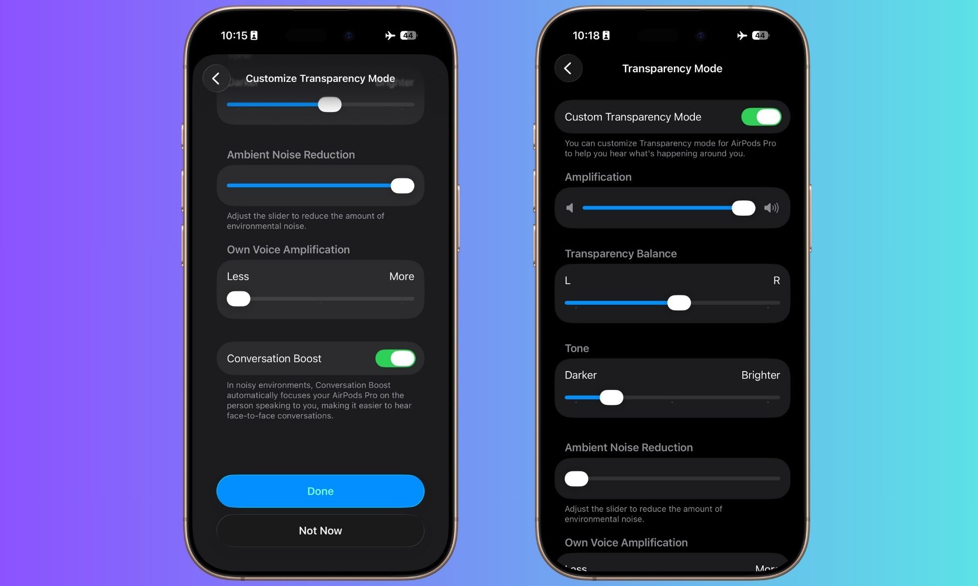 Ambient controls for AirPods Pro.
